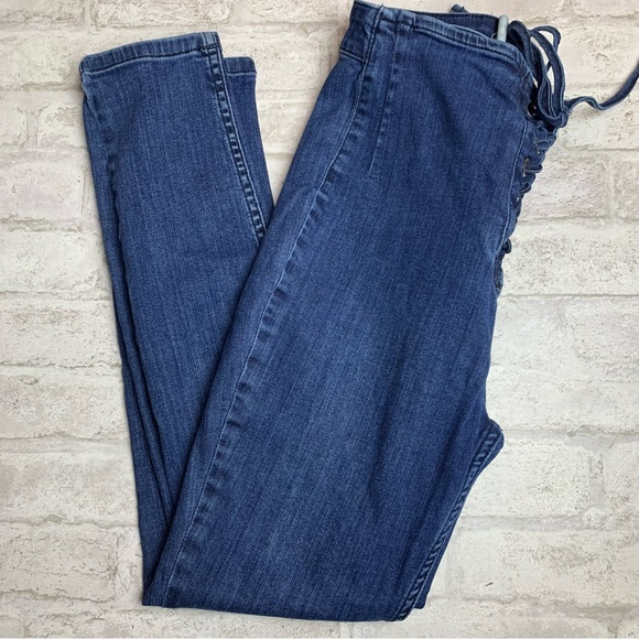 Free People Skinny Jeans Lace Up Close EUC Women’s 29 - Picture 2 of 9